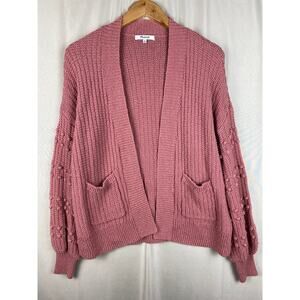 Madewell Bobble Open Cardigan Sweater Women's sz XS Dusty Rose Pink Bubble Boho